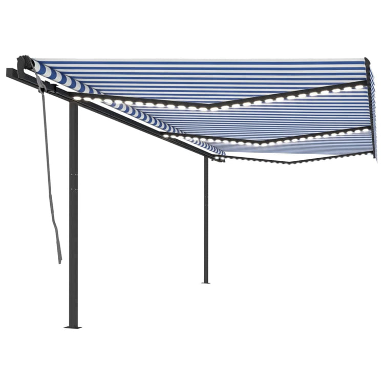 Vidaxl luifel extensible manuellement avec LED 6x3 m bleu et blanc