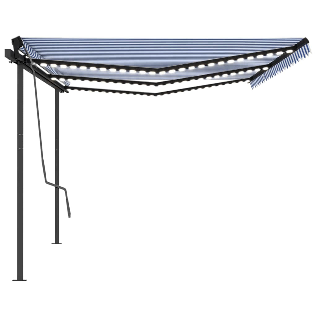 Vidaxl luifel extensible manuellement avec LED 6x3 m bleu et blanc