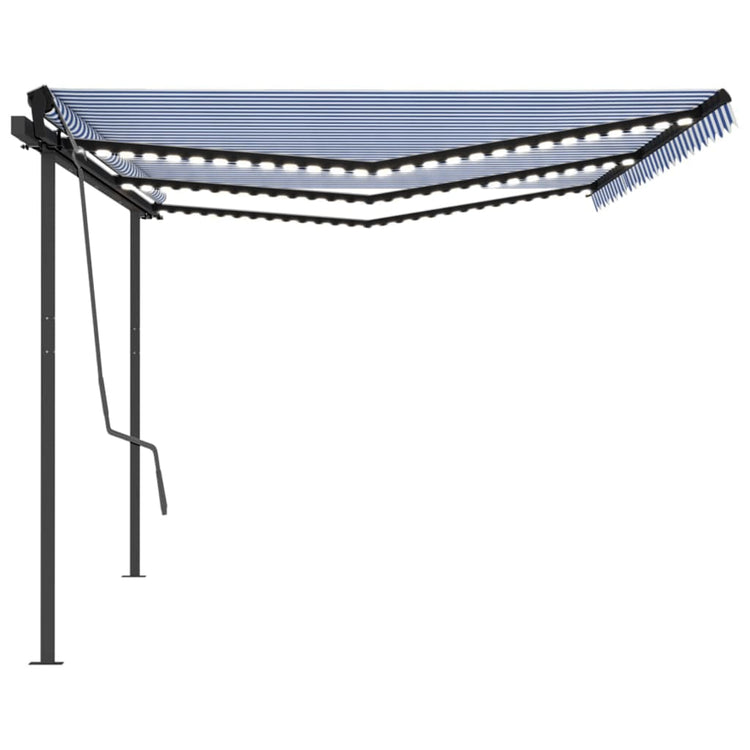 Vidaxl luifel extensible manuellement avec LED 6x3 m bleu et blanc