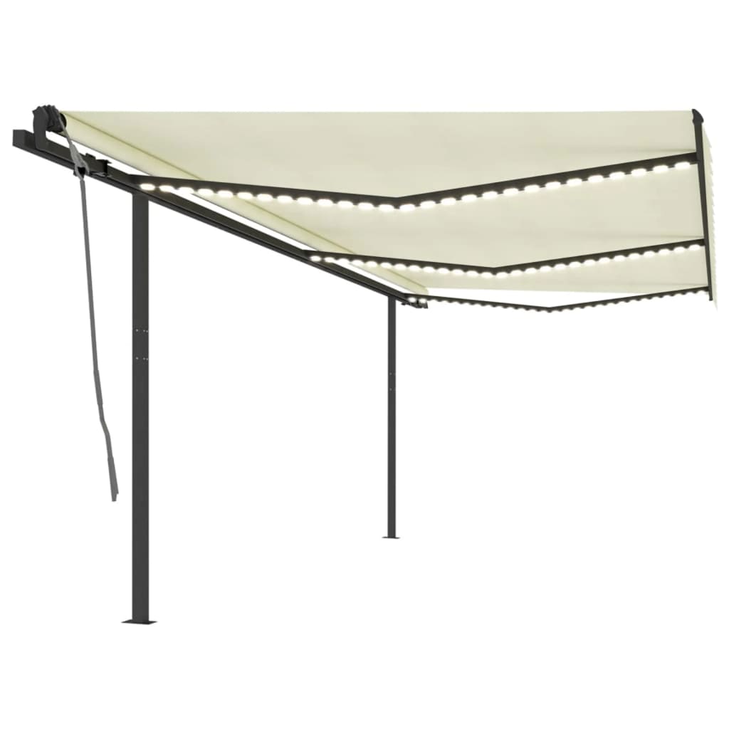 Vidaxl Luifel extensible manuellement avec LED 6x3 M Cream -Colored