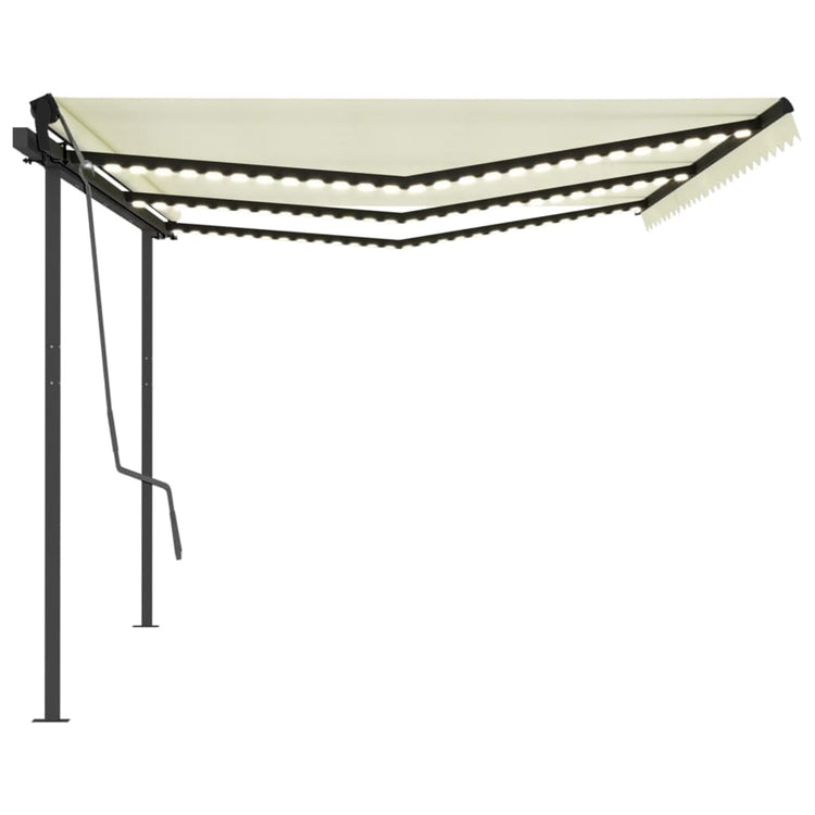 Vidaxl Luifel extensible manuellement avec LED 6x3 M Cream -Colored