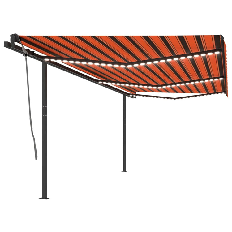 Vidaxl luifel extensible manuellement avec LED 6x3 m orange et marron