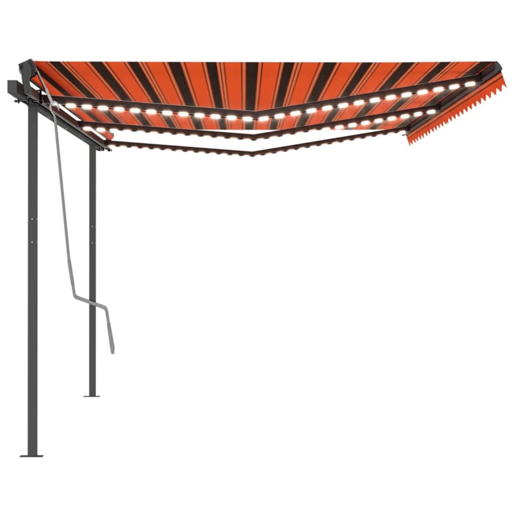 Vidaxl luifel extensible manuellement avec LED 6x3 m orange et marron