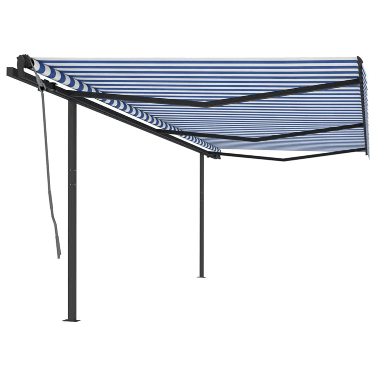 Vidaxl Luifel a automatiquement extensible avec des poteaux de 6x3 m bleu et blanc