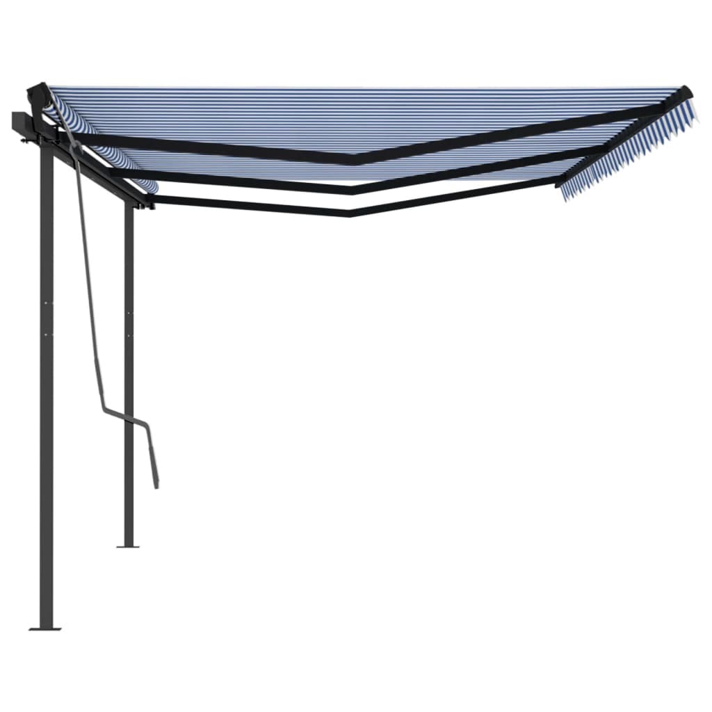 Vidaxl Luifel a automatiquement extensible avec des poteaux de 6x3 m bleu et blanc