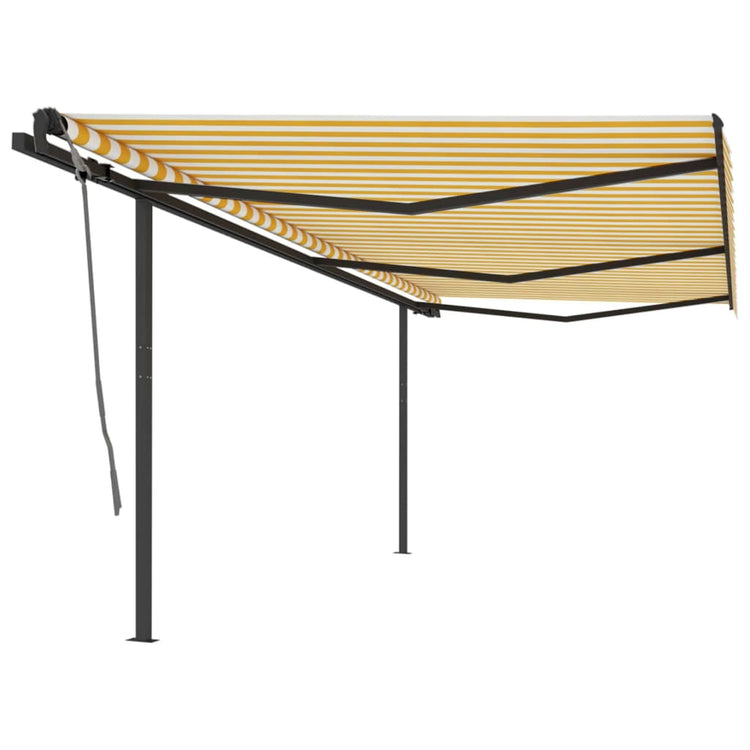 Vidaxl Luifel extensible automatiquement avec des poteaux 6x3 m jaune et blanc