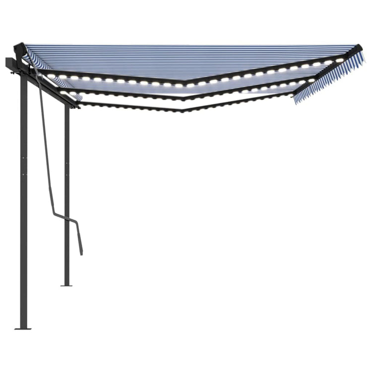 Vidaxl luifel automatique avec led et capteur de vent 6x3 m bleu et blanc