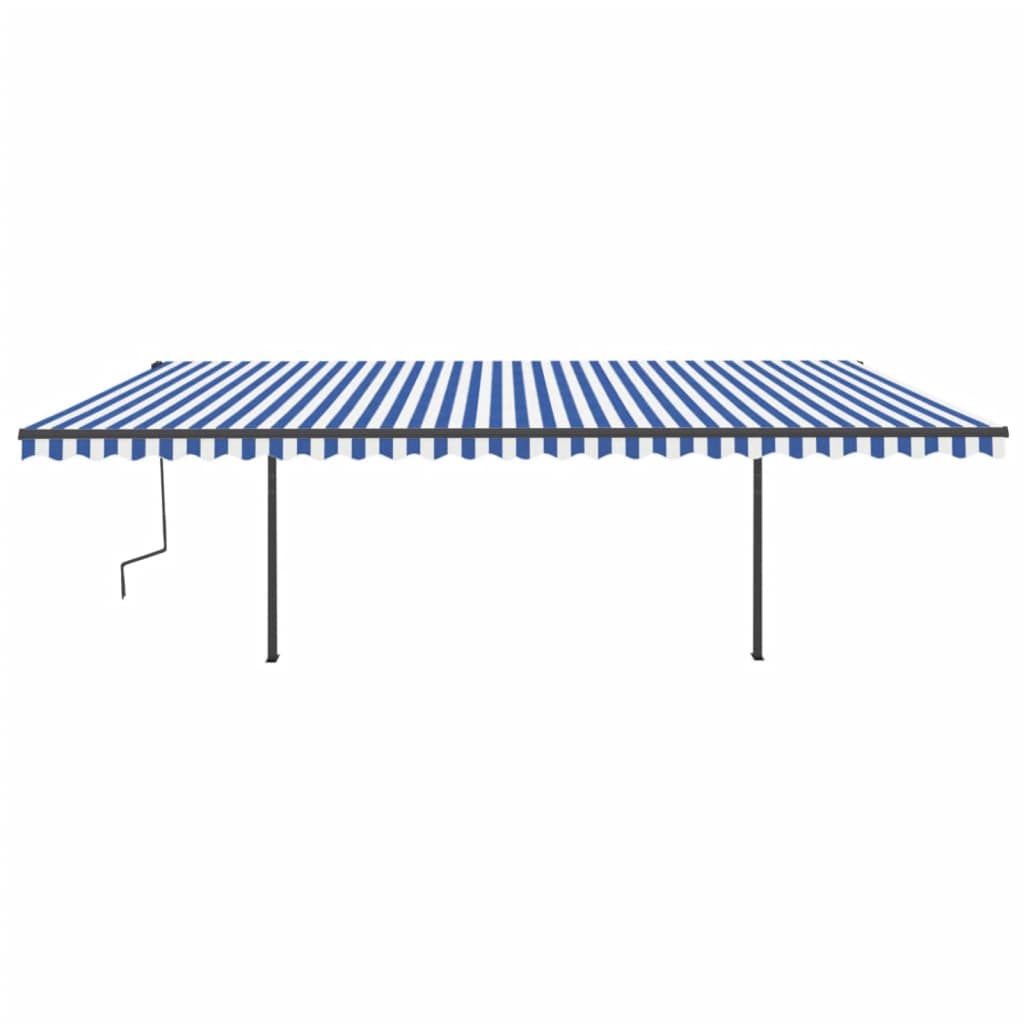 Vidaxl luifel automatique avec led et capteur de vent 6x3 m bleu et blanc