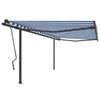Vidaxl Luifel extensible manuellement avec des poteaux 4x3,5 m bleu et blanc