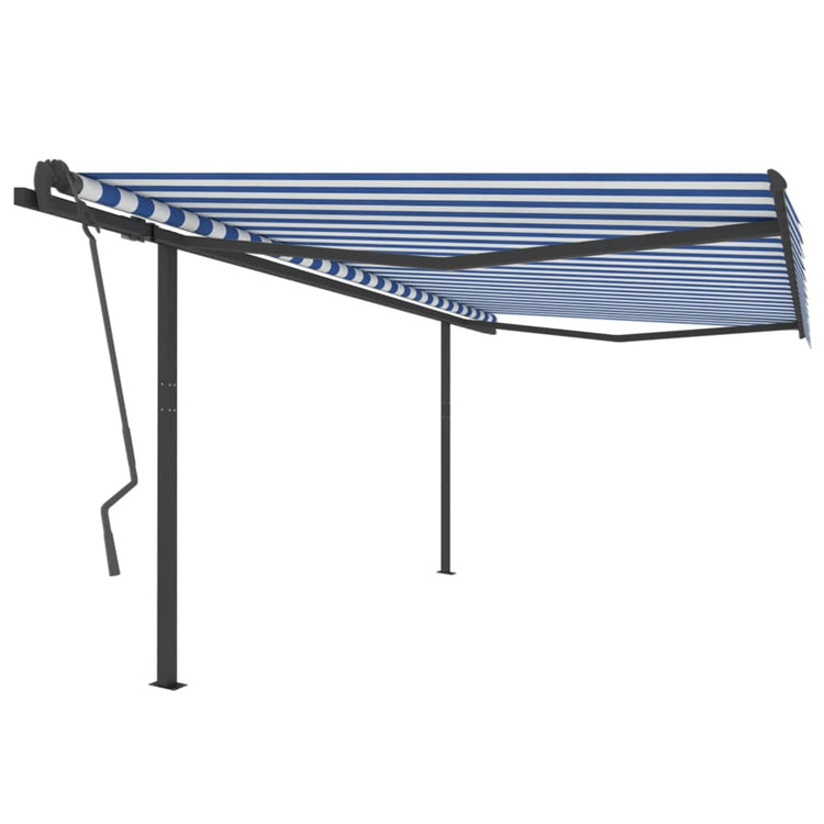 Vidaxl Luifel extensible manuellement avec des poteaux 4x3,5 m bleu et blanc