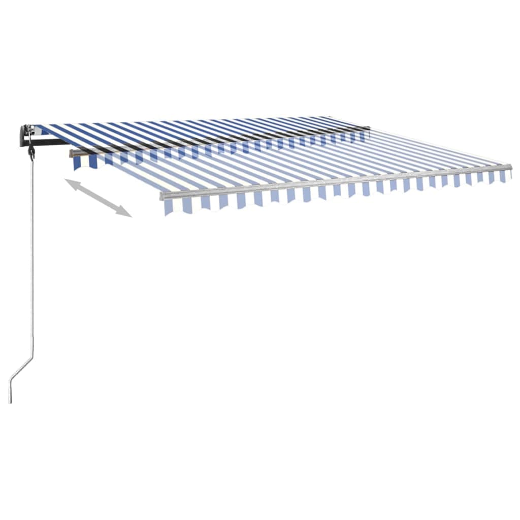 Vidaxl Luifel extensible manuellement avec des poteaux 4x3,5 m bleu et blanc
