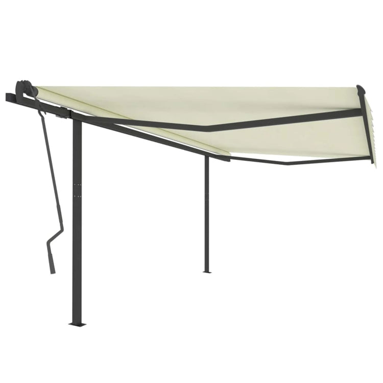 Vidaxl luifel extensible manuellement avec des poteaux 4x3,5 m crème -colored