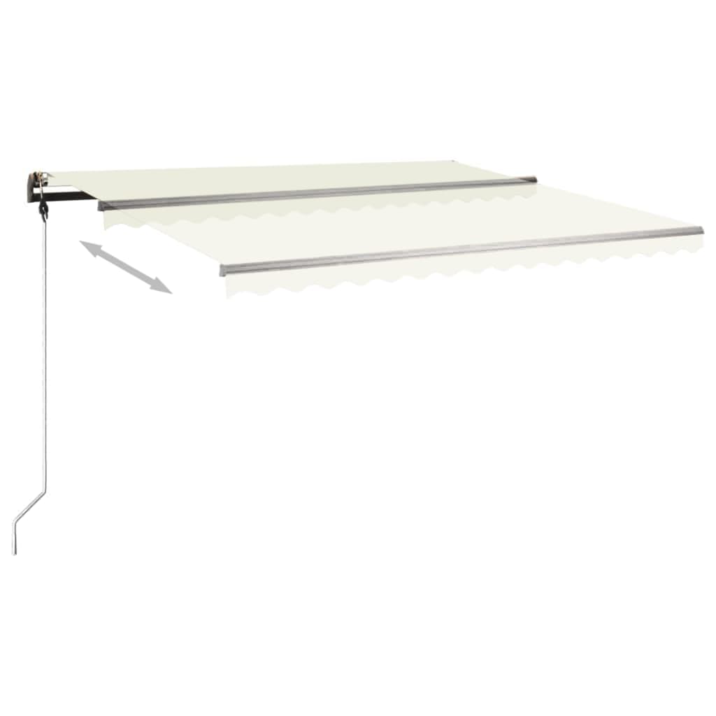 Vidaxl luifel extensible manuellement avec des poteaux 4x3,5 m crème -colored