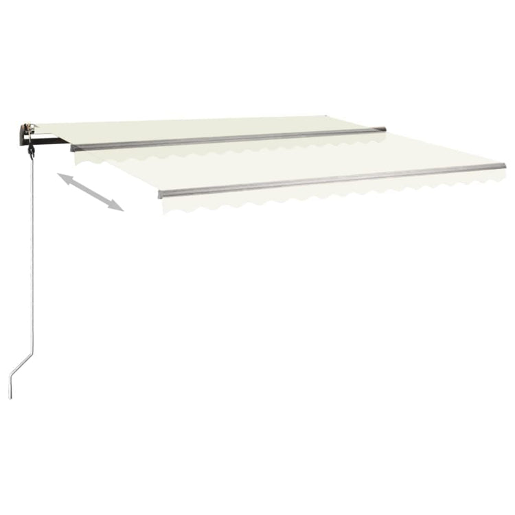 Vidaxl luifel extensible manuellement avec des poteaux 4x3,5 m crème -colored