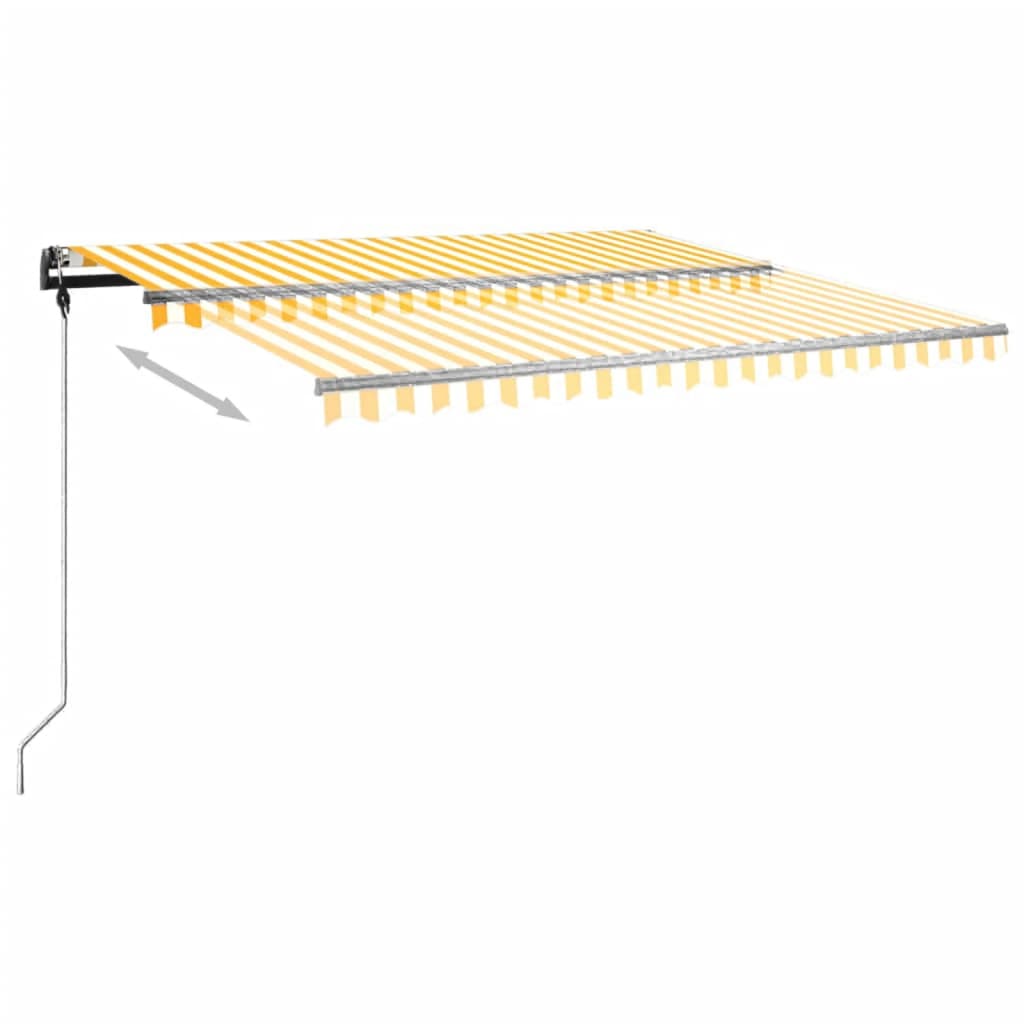 Vidaxl luifel extensible manuellement avec des poteaux 4x3,5 m jaune et blanc