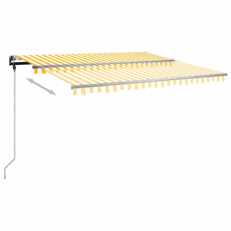 Vidaxl luifel extensible manuellement avec des poteaux 4x3,5 m jaune et blanc