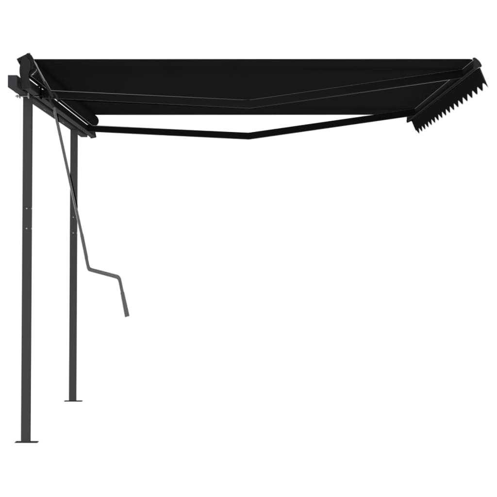 Vidaxl Luifel extensible manuellement avec des poteaux 4x3,5 M anthracite -colored