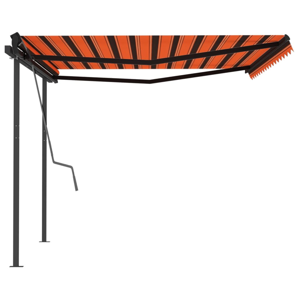 Vidaxl Luifel extensible manuellement avec des poteaux 4x3,5 m orange et brun