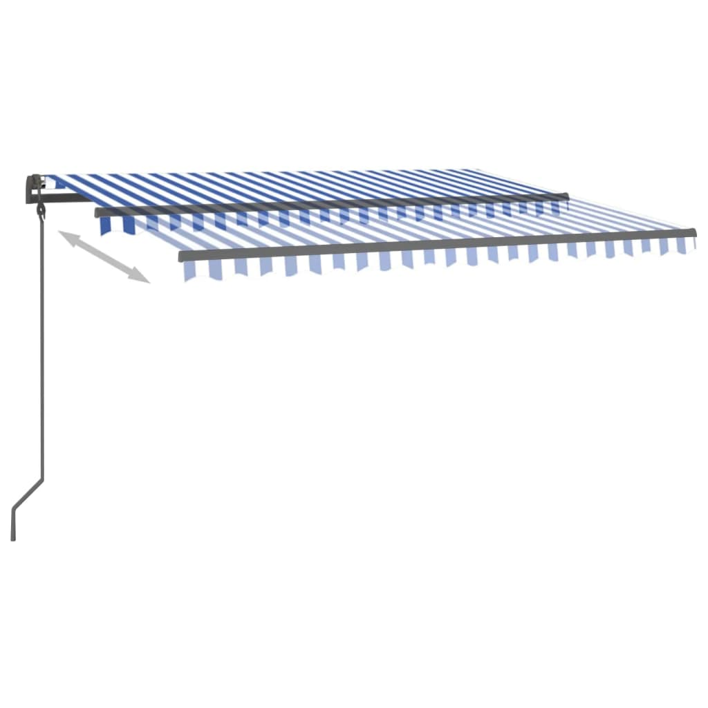 Vidaxl luifel extensible manuellement avec LED 4x3,5 m bleu et blanc