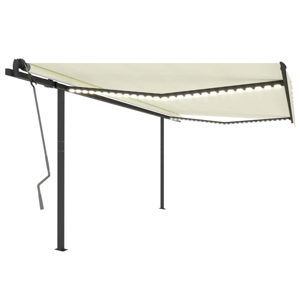 Vidaxl Luifel extensible manuellement avec LED 4x3,5 M crème -colored