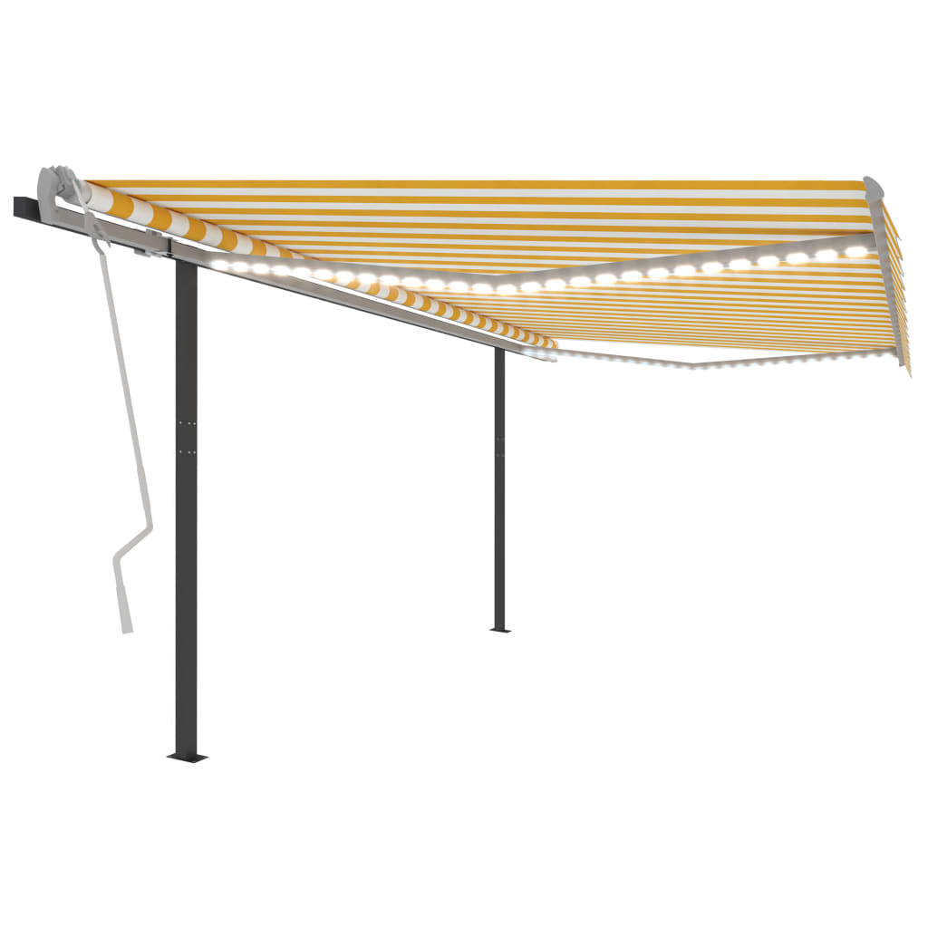 Vidaxl luifel extensible manuellement avec LED 4x3,5 m jaune et blanc