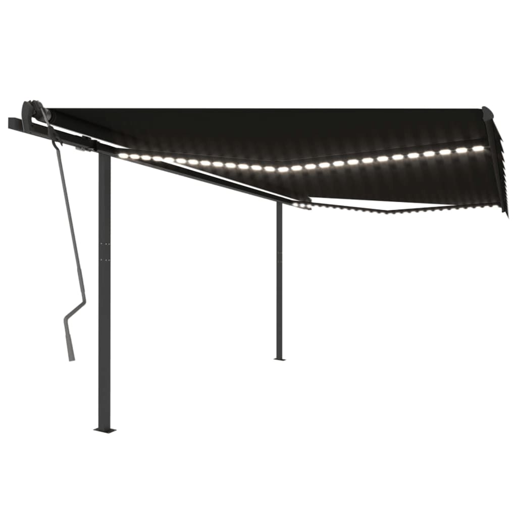 Vidaxl Luifel extensible manuellement avec la LED 4x3,5 M anthracite -colored