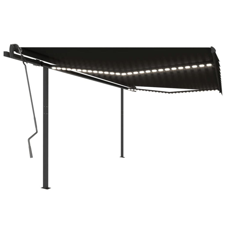 Vidaxl Luifel extensible manuellement avec la LED 4x3,5 M anthracite -colored