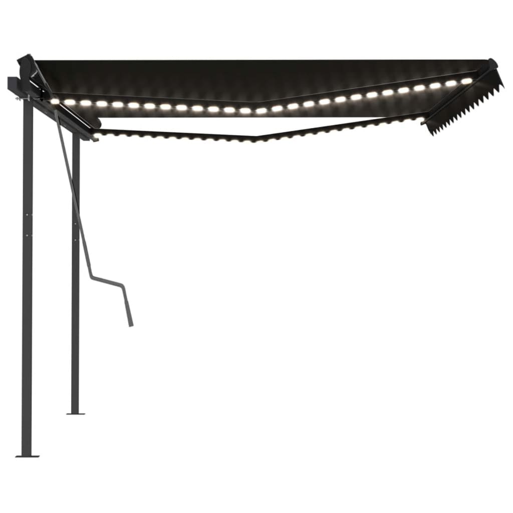 Vidaxl Luifel extensible manuellement avec la LED 4x3,5 M anthracite -colored