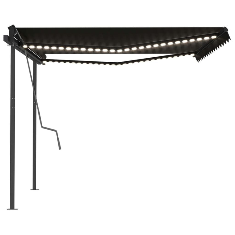Vidaxl Luifel extensible manuellement avec la LED 4x3,5 M anthracite -colored