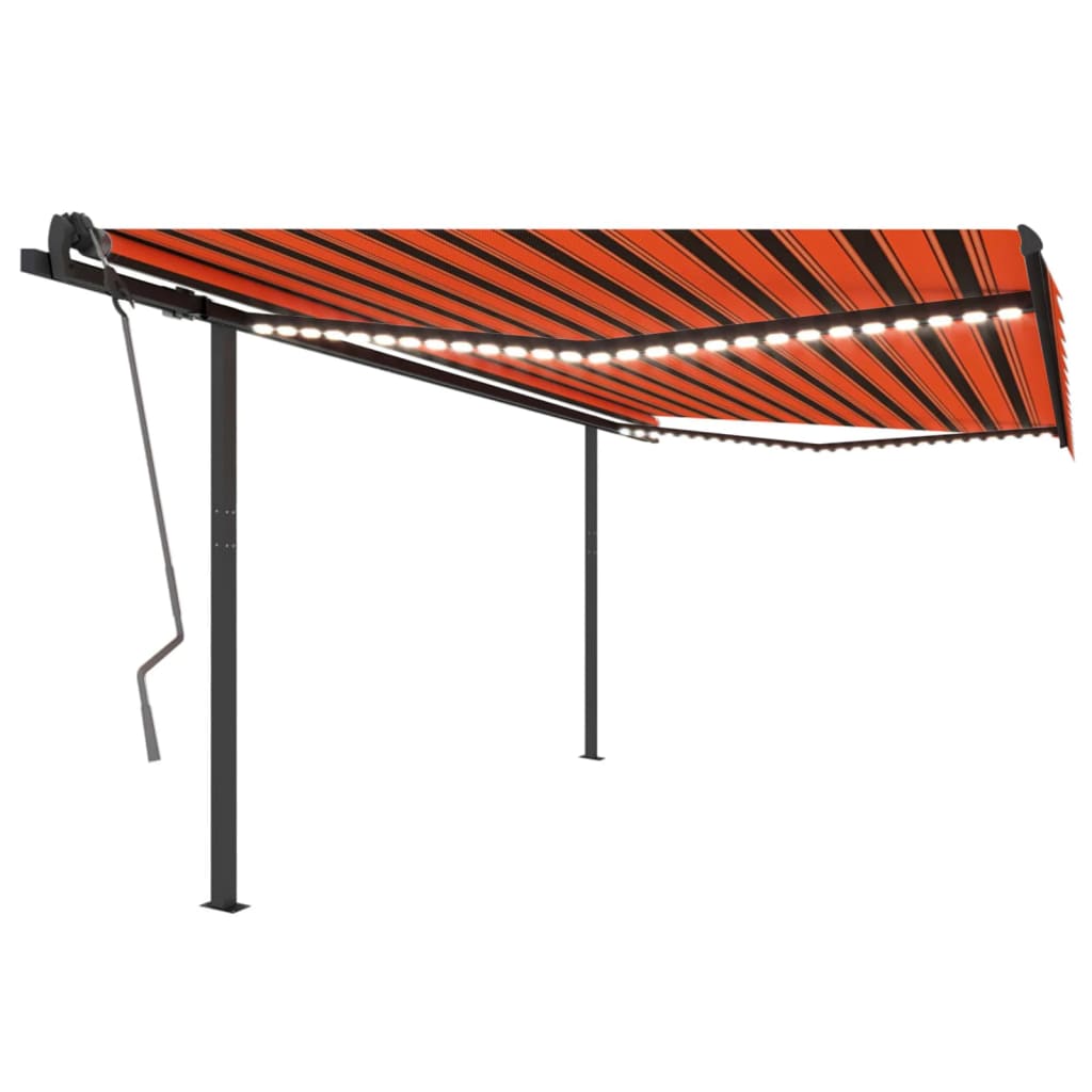 Vidaxl luifel extensible manuellement avec LED 4x3,5 m orange et marron