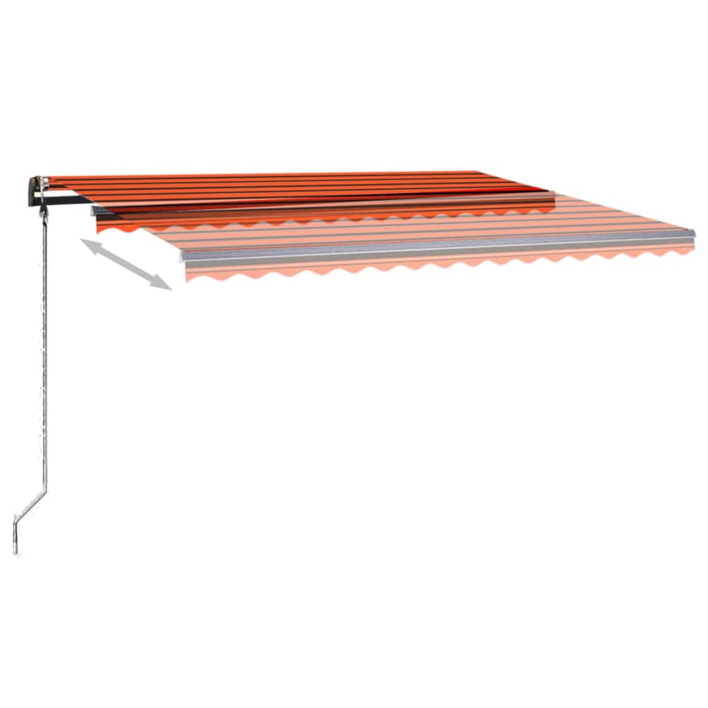 Vidaxl luifel extensible manuellement avec LED 4x3,5 m orange et marron