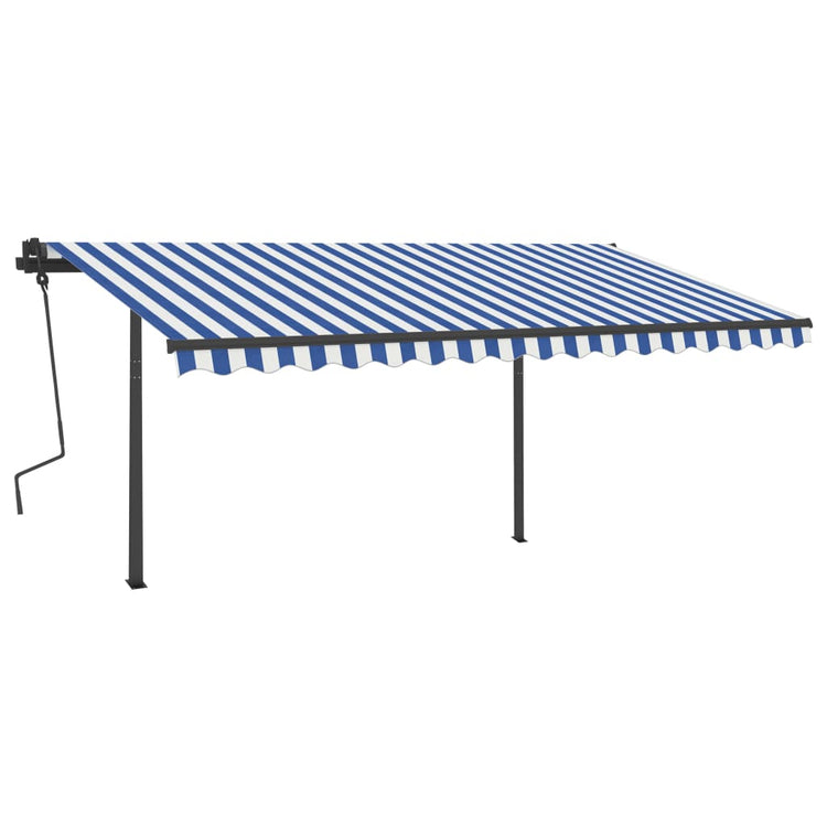 Vidaxl Luifel extensible manuellement avec LED 4,5x3,5 m bleu et blanc