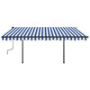 Vidaxl Luifel extensible manuellement avec LED 4,5x3,5 m bleu et blanc