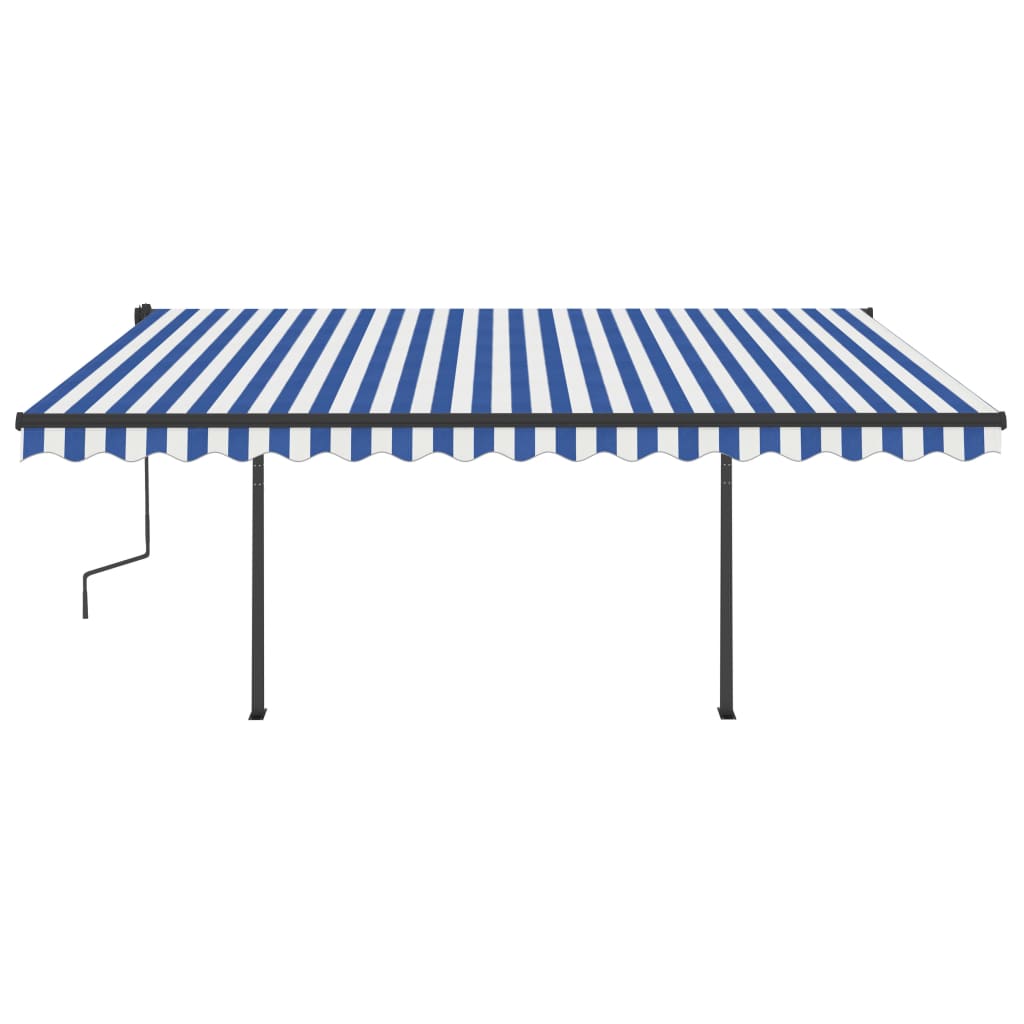 Vidaxl Luifel extensible manuellement avec LED 4,5x3,5 m bleu et blanc