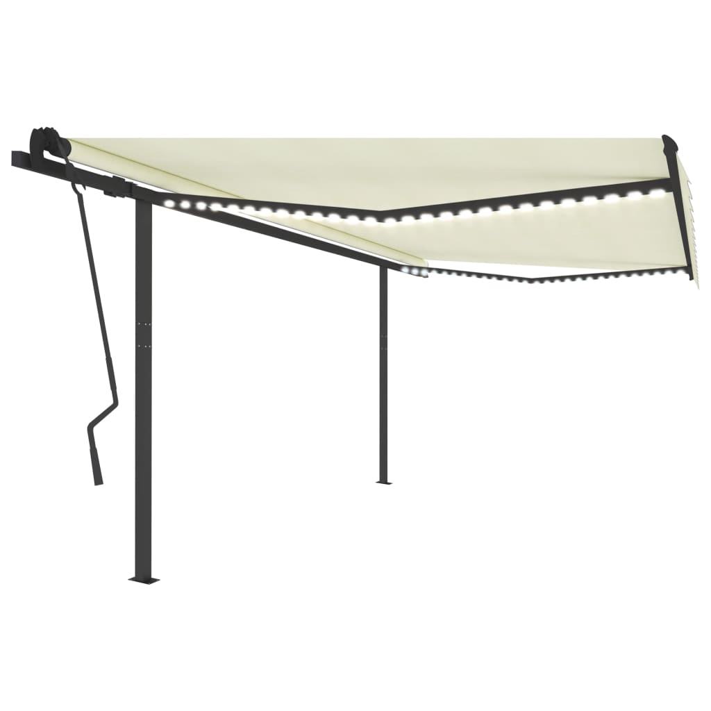 Vidaxl Luifel extensible manuellement avec LED 4,5x3,5 M CRAME -COLORED