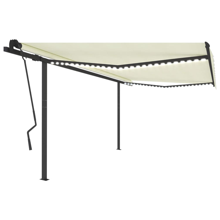 Vidaxl Luifel extensible manuellement avec LED 4,5x3,5 M CRAME -COLORED