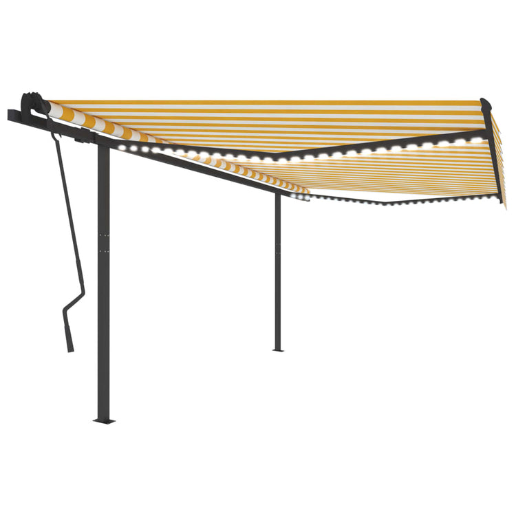 Vidaxl luifel extensible manuellement avec LED 4,5x3,5 m jaune et blanc