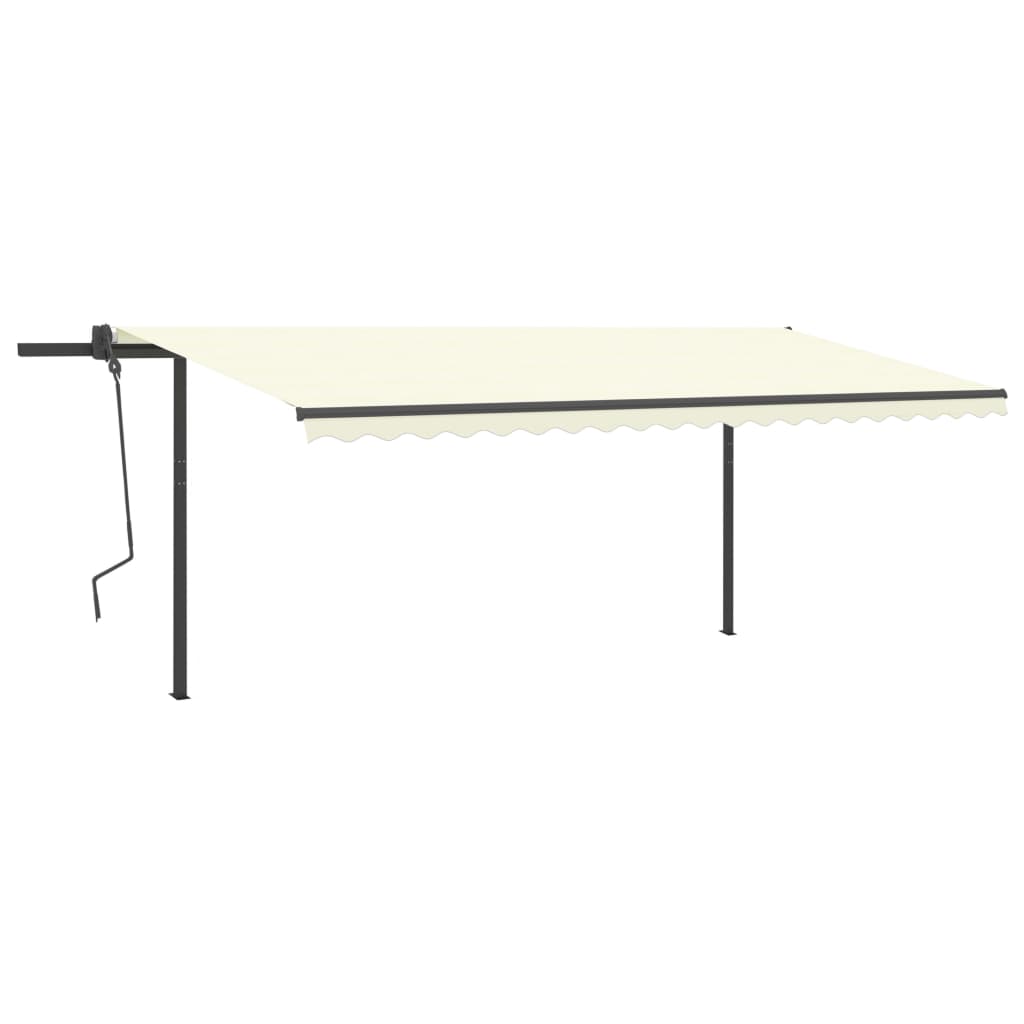Vidaxl luifel extensible manuellement avec des poteaux 5x3,5 m crème -colored