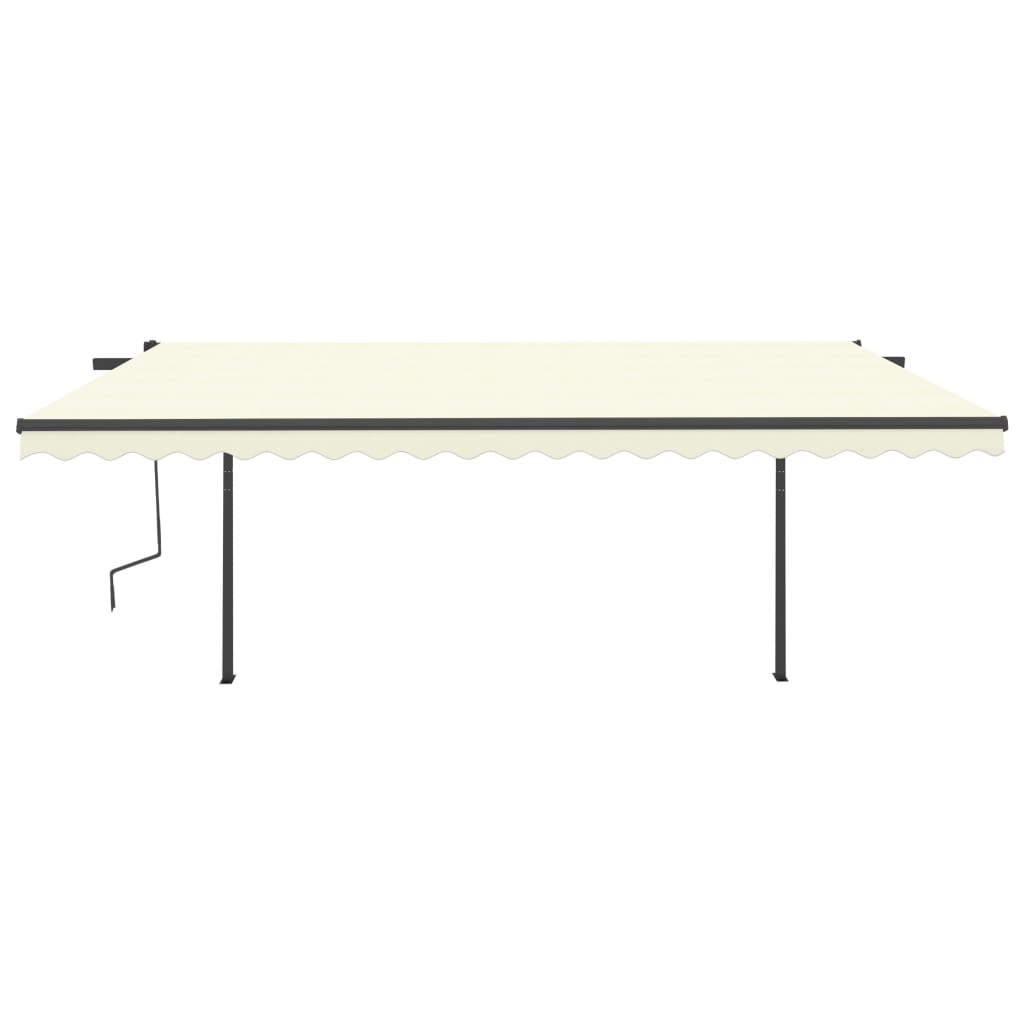 Vidaxl luifel extensible manuellement avec des poteaux 5x3,5 m crème -colored