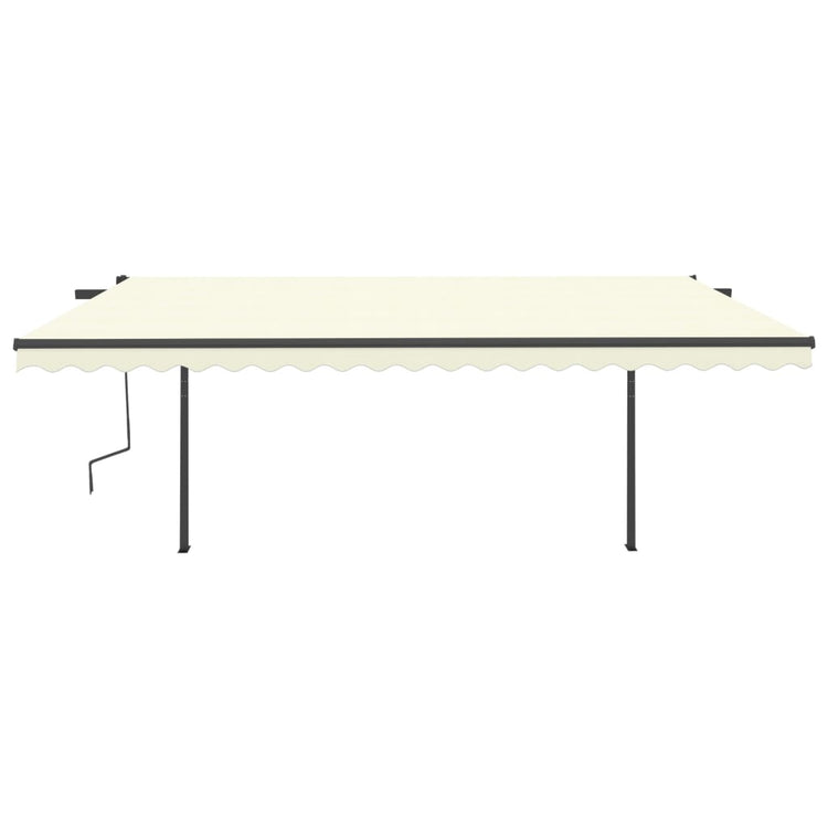 Vidaxl luifel extensible manuellement avec des poteaux 5x3,5 m crème -colored