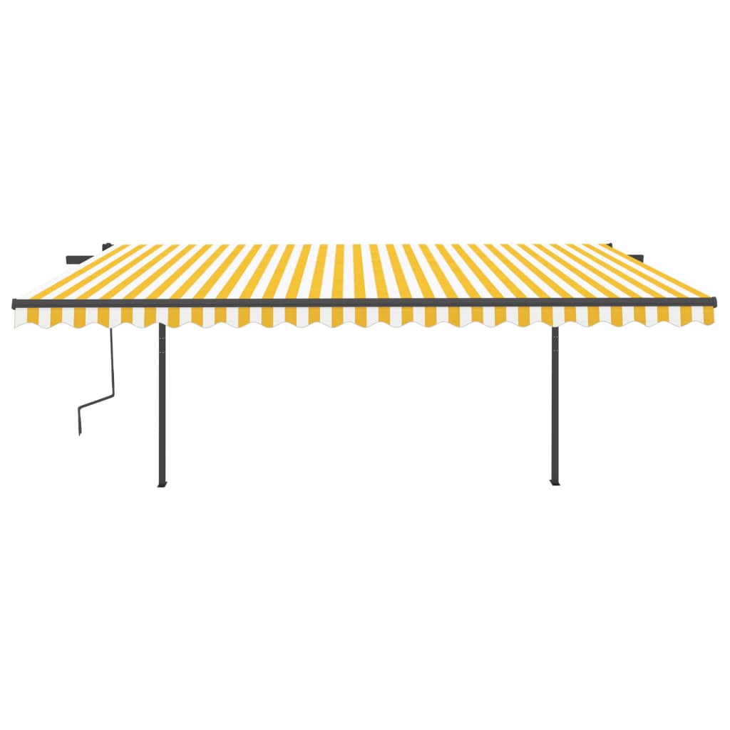 Vidaxl luifel extensible manuellement avec des poteaux 5x3,5 m jaune et blanc