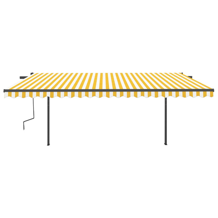 Vidaxl luifel extensible manuellement avec des poteaux 5x3,5 m jaune et blanc