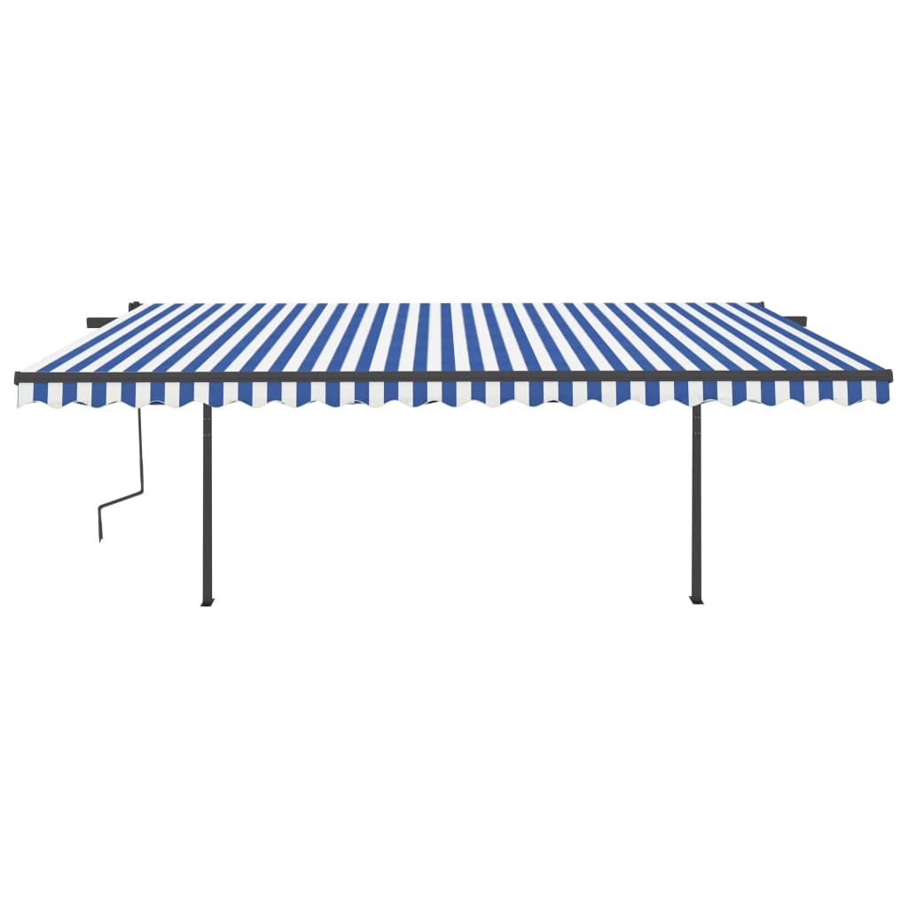 Vidaxl Luifel extensible manuellement avec LED 5x3,5 m bleu et blanc