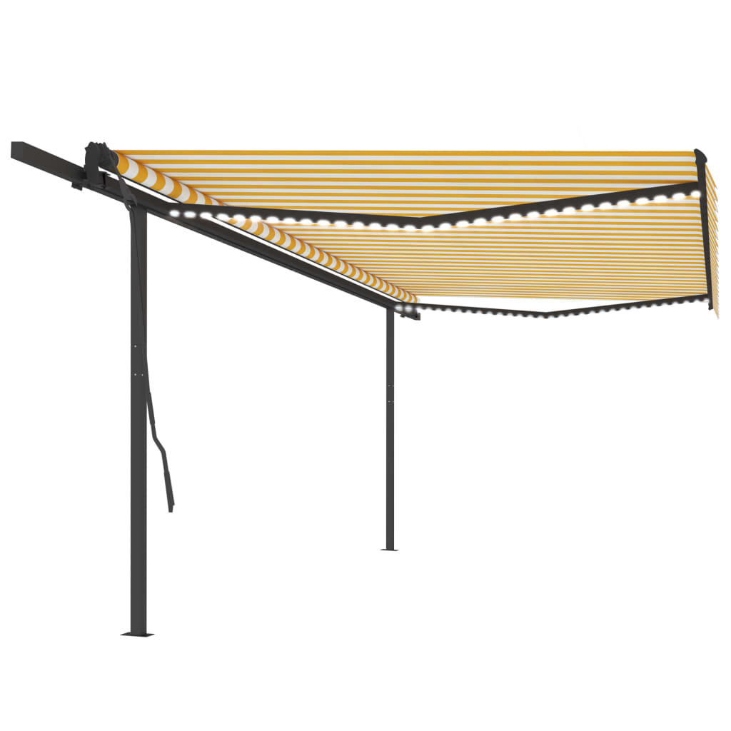 Vidaxl luifel extensible manuellement avec LED 5x3,5 m jaune et blanc