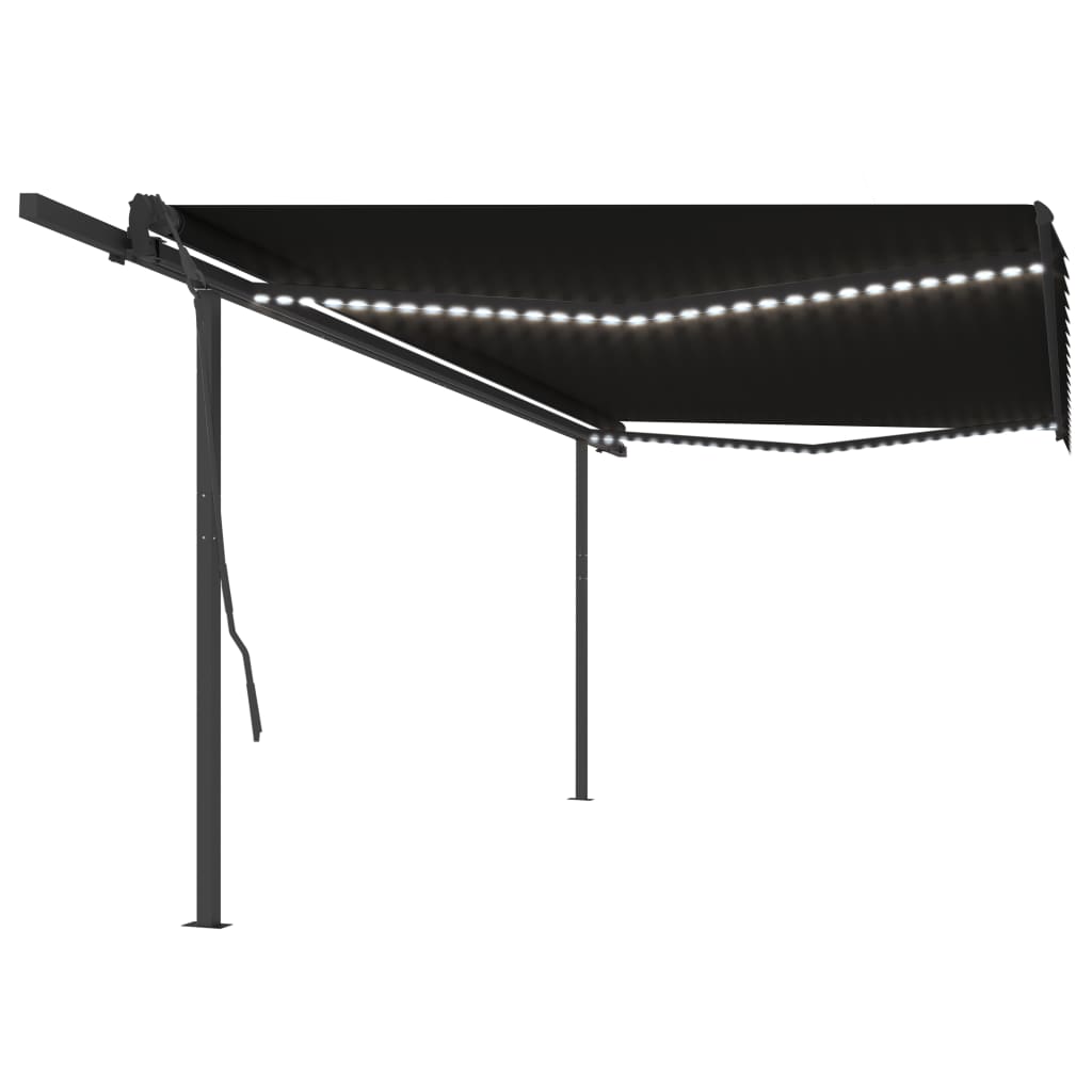 Vidaxl Luifel extensible manuellement avec LED 5x3,5 M anthracite -colored