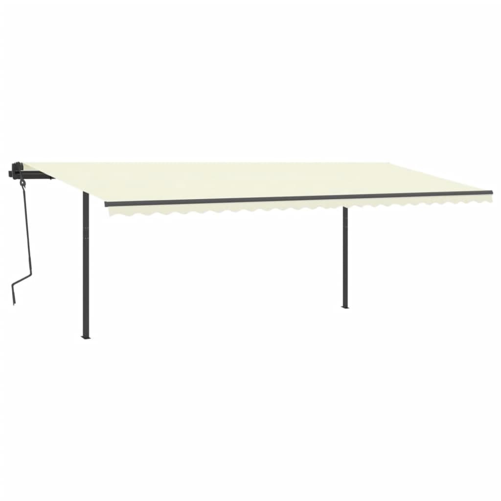 Vidaxl luifel extensible manuellement avec des poteaux 6x3,5 m crème -colored
