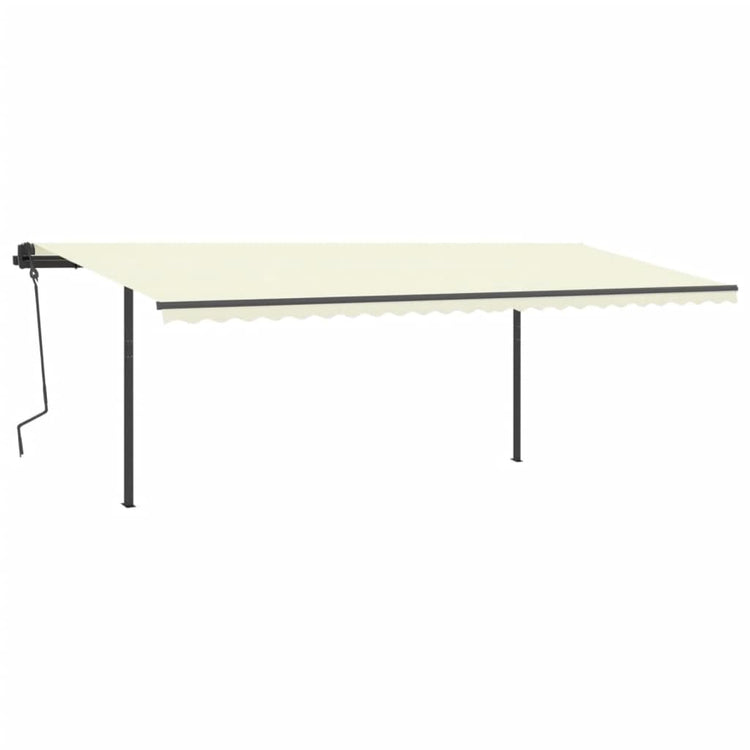 Vidaxl luifel extensible manuellement avec des poteaux 6x3,5 m crème -colored