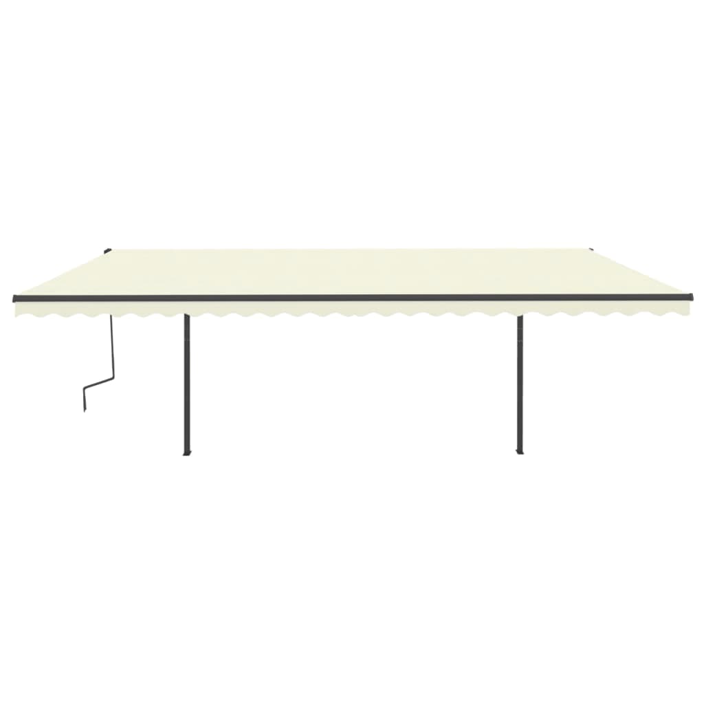 Vidaxl luifel extensible manuellement avec des poteaux 6x3,5 m crème -colored
