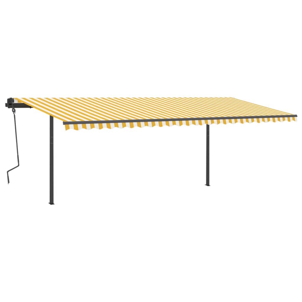 Vidaxl luifel extensible manuellement avec des poteaux 6x3,5 m jaune et blanc