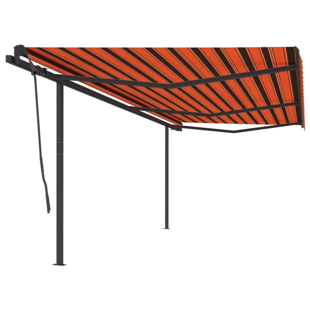 Vidaxl Luifel extensible manuellement avec des poteaux 6x3,5 m orange et brun
